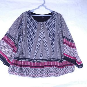 Alyx Shirt Plus Size 3X XXX Top Blouse Sheer Angel Wing Sleeves Layered Elastic